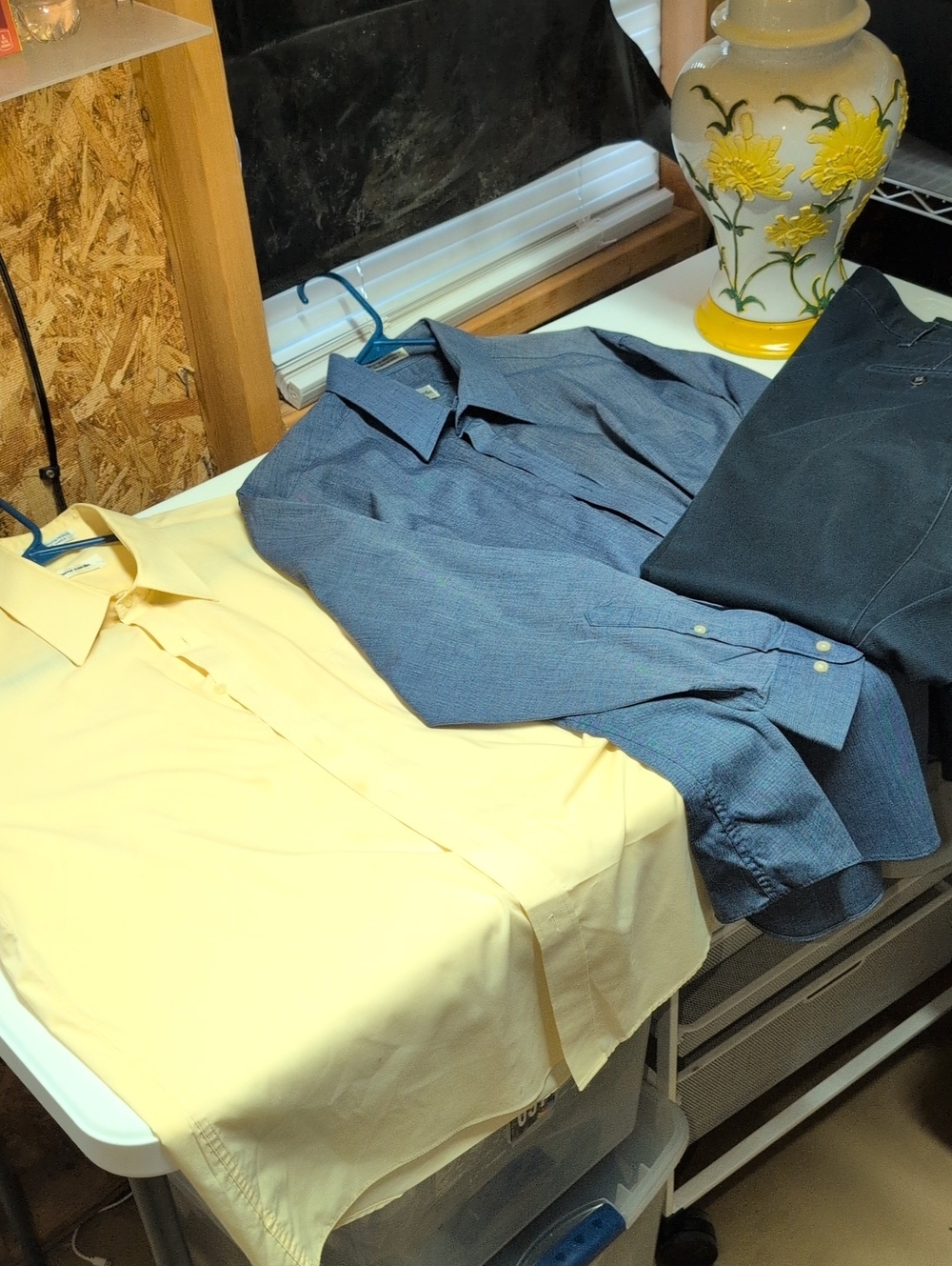 2-Pierre Cardin Yellow and Blue Men's Dress Shirts(16.5) 1-Dockers 40x29 Pants